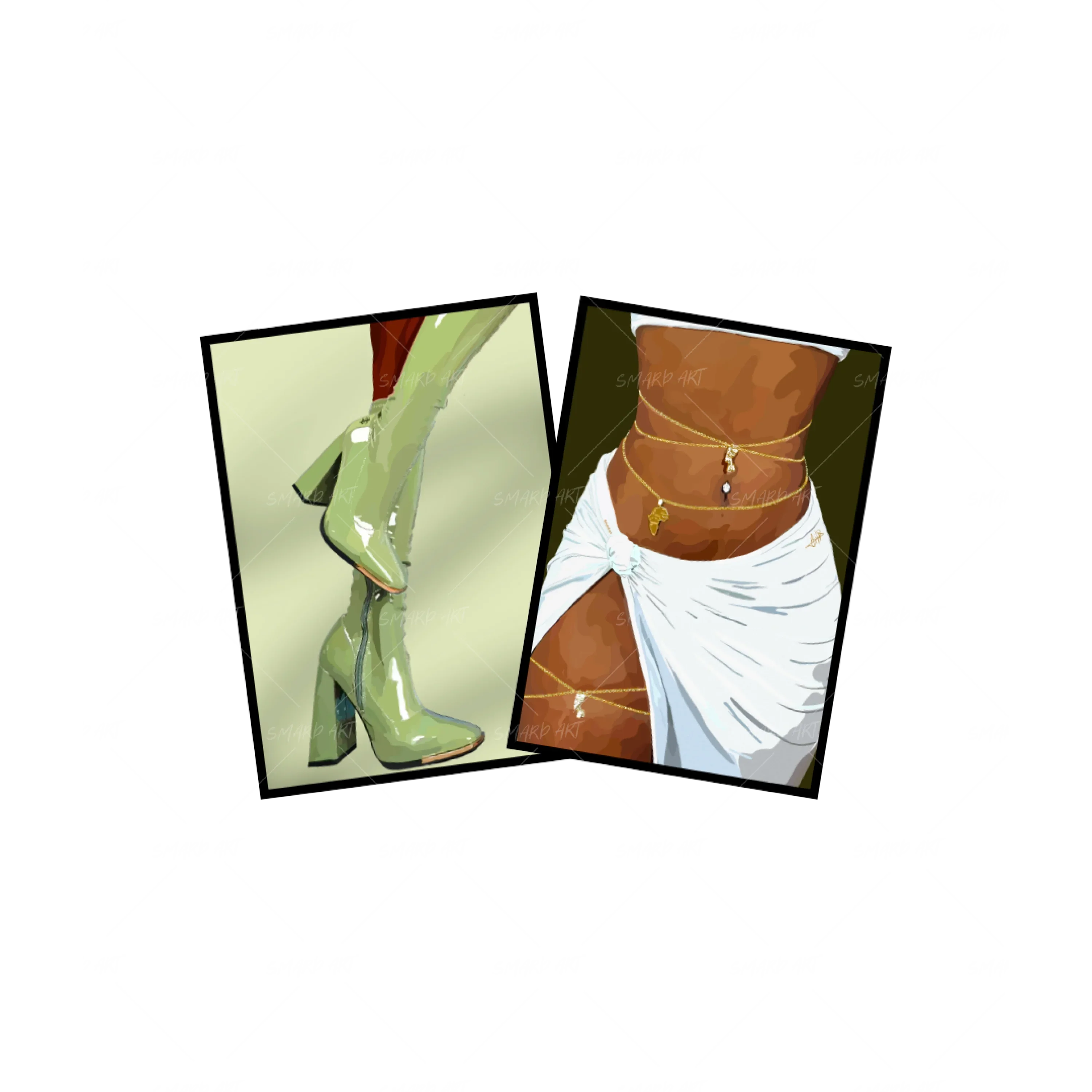 Art Print Bundle : Green Boots + Belly chain - Image 2